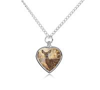 maccbn Collier urne camouflage cerf pour cendres d'animaux domestiques - Pendentif commémoratif imperméable en forme de cœur avec kit de remplissage - Chaîne réglable de 70,1 cm - Bijoux souvenir pour