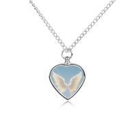 maccbn Collier urne en forme d'ailes d'ange pour cendres d'animaux domestiques - Pendentif commémoratif étanche en forme de cœur avec kit de remplissage - Chaîne réglable de 70,1 cm - Bijou souvenir
