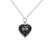 maccbn Collier urne en forme d'animal noir et blanc pour cendres - Pendentif commémoratif imperméable en forme de cœur avec kit de remplissage - Chaîne réglable de 70,1 cm - Bijou souvenir pour chien