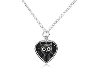 maccbn Collier urne en forme d'animal noir et blanc pour cendres - Pendentif commémoratif imperméable en forme de cœur avec kit de remplissage - Chaîne réglable de 70,1 cm - Bijou souvenir pour chien