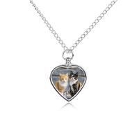 maccbn Collier urne en forme de chat assis ensemble pour cendres - Étanche - Pendentif commémoratif en forme de cœur avec kit de remplissage - Chaîne réglable de 70,1 cm - Bijou souvenir pour chien et