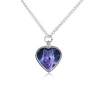 maccbn Collier urne en forme de loup galaxie pour animal domestique avec pendentif en forme de cœur étanche avec kit de remplissage - Chaîne réglable de 70,1 cm - Bijou souvenir pour chien et chat