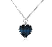 maccbn Collier urne en forme de matrice binaire bleue pour cendres d'animaux domestiques - Pendentif commémoratif en forme de cœur imperméable avec kit de remplissage - Chaîne réglable de 70,1 cm