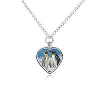 maccbn Collier urne en forme de pingouins avec neige pour cendres d'animaux domestiques - Pendentif commémoratif imperméable en forme de cœur avec kit de remplissage - Chaîne réglable de 70,1 cm