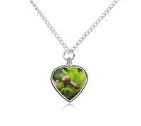 maccbn Collier urne en forme d'escargot rampant pour cendres - Pendentif commémoratif étanche en forme de cœur avec kit de remplissage - Chaîne réglable de 70,1 cm - Bijoux souvenir pour chien et chat