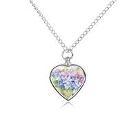 maccbn Collier urne en forme d'hortensia pour cendres d'animal domestique avec pendentif en forme de cœur imperméable avec kit de remplissage, chaîne réglable de 70,1 cm, bijou souvenir pour chien