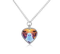 maccbn Collier urne fantôme d'Halloween pour cendres - Pendentif commémoratif imperméable en forme de cœur avec kit de remplissage - Chaîne réglable de 70,1 cm - Bijou souvenir pour chien et chat