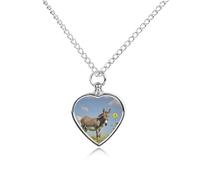 maccbn Collier urne funéraire en forme d'âne et de fleur pour animaux domestiques - Pendentif imperméable en forme de cœur avec kit de remplissage - Chaîne réglable de 70,1 cm - Bijou souvenir pour
