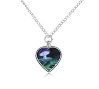 maccbn Collier urne funéraire en forme de champignon à lumière noire pour animaux domestiques avec pendentif en forme de cœur étanche avec kit de remplissage de 70,1 cm - Chaîne réglable de 70,1 cm