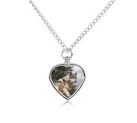 maccbn Collier urne funéraire en forme de loup sauvage pour cendres d'animal domestique avec kit de remplissage, chaîne réglable de 70,1 cm, bijou souvenir pour chien, chat, cadeau de condoléances