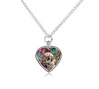 maccbn Collier urne funéraire en forme de tête de mort papillon pour animaux de compagnie - Pendentif imperméable en forme de cœur avec kit de remplissage - Chaîne réglable de 70,1 cm - Bijou souvenir
