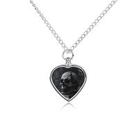 maccbn Collier urne funéraire noir avec pendentif en forme de tête de mort florale pour cendres d'animal domestique avec kit de remplissage, chaîne réglable de 70,1 cm, bijou souvenir pour chien, chat