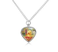 maccbn Collier urne imperméable en forme de canard jaune pour cendres - Pendentif commémoratif en forme de cœur avec kit de remplissage - Chaîne réglable de 70,1 cm - Bijou souvenir pour chien et chat