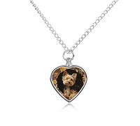 maccbn Collier urne pour cendres de chien Yorkshire Terrier - Étanche - Pendentif commémoratif en forme de cœur avec kit de remplissage - Chaîne réglable de 70,1 cm - Bijou souvenir pour chien et chat