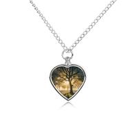 maccbn Dawn Forest Collier urne imperméable en forme de cœur avec kit de remplissage, chaîne réglable de 70,1 cm, bijou souvenir pour chien, chat, cadeau de condoléances pour les amoureux des animaux