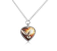 maccbn Dove Sun Art Collier urne pour cendres d'animal domestique avec pendentif en forme de cœur imperméable avec kit de remplissage Chaîne réglable de 70,1 cm Bijoux souvenir pour chien chat Cadeau