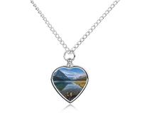 maccbn Glacier National Park Collier urne pour cendres d'animal domestique avec pendentif en forme de cœur étanche avec kit de remplissage Chaîne réglable de 70,1 cm Bijoux souvenir pour chien chat