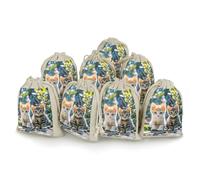 maccbn Lot de 8 sacs en mousseline de coton naturel réutilisables avec cordon de serrage - Deux petits chats - Pour thé, bijoux, cadeaux de fête de mariage, cadeaux de vacances, 12,7 x 17,8 cm