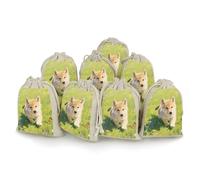 maccbn Lot de 8 sacs en mousseline de coton naturel réutilisables avec cordon de serrage - Petits sacs cadeaux vides pour thé, bijoux, sachets de mariage, cadeaux de vacances, 12,7 x 17,8 cm