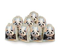 maccbn Lot de 8 sacs en mousseline de coton naturel réutilisables avec cordon de serrage - Sacs cadeaux vides en forme de panda pour thé, bijoux, cadeaux de fête de mariage, cadeaux de vacances, 12,7