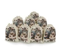 maccbn Lot de 8 sacs en mousseline de coton naturel réutilisables avec cordon de serrage - Sacs cadeaux vides avec grands yeux de chat pour thé, bijoux, sachets de mariage, cadeaux de vacances, 12,7 x