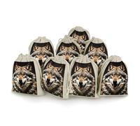 maccbn Lot de 8 sacs en mousseline de coton naturel réutilisables avec cordon de serrage - Sacs cadeaux vides pour thé et bijoux - 12,7 x 17,8 cm