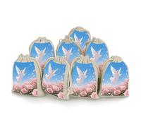 maccbn Lot de 8 sacs en mousseline de coton naturel réutilisables avec cordon de serrage - Sacs cadeaux vides d'ange et roses pour thé, bijoux, cadeaux de fête de mariage, cadeaux de vacances, 12,7 x