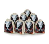 maccbn Lot de 8 sacs en mousseline de coton naturel réutilisables avec cordon de serrage - Sacs cadeaux vides gothiques avec ailes d'ange pour thé, bijoux, sachets de mariage, cadeaux de vacances