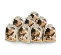 maccbn Lot de 8 sacs en mousseline de coton naturel réutilisables avec cordon de serrage - Sacs cadeaux vides d'animaux de la ferme pour thé, bijoux, sachets de mariage, cadeaux de vacances, 12,7 x