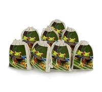 maccbn Lot de 8 sacs en mousseline de coton naturel réutilisables avec cordon de serrage - Sacs cadeaux vides aux yeux rouges pour thé, bijoux, sachets de mariage, cadeaux de vacances, 12,7 x 17,8 cm