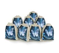 maccbn Lot de 8 sacs en mousseline de coton naturel réutilisables avec cordon de serrage - Sacs cadeaux vides en forme de papillons et champignons pour thé, bijoux, sachets de mariage, cadeaux de