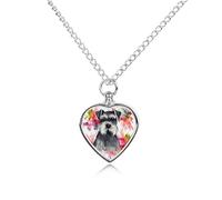 maccbn Schnauzer Collier urne pour cendres d'animal domestique avec pendentif en forme de cœur étanche avec kit de remplissage Chaîne réglable de 70,1 cm Bijoux souvenir pour chien chat Cadeau de