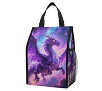 maccbn Trippy - Sac à déjeuner isotherme motif dragon violet, capacité de 12 l avec deux poches latérales, sac isotherme pliable, étanche, réutilisable pour le travail, les voyages, le bureau, la