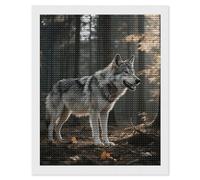 maccbn Wolf Kit de peinture diamant 5D pour adultes - Kit d'art diamant à faire soi-même avec outils de perçage pour décoration murale d'intérieur, cadeau idéal pour les débutants, 40,6 x 50,8 cm
