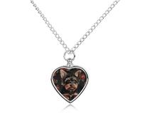 maccbn Yorkie Collier urne imperméable en forme de cœur avec kit de remplissage Chaîne réglable de 70,1 cm pour chien et chat Cadeau de condoléances pour les amoureux des animaux