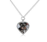maccbn Yorkie Collier urne imperméable en forme de cœur avec kit de remplissage Chaîne réglable de 70,1 cm pour chien et chat Cadeau de condoléances pour les amoureux des animaux