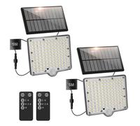 Macchiatto Lampe Solaire Extérieur 8000K, Projecteur Mural étanche à énergie Solaire avec Détecteur De mouvement PIR, Eclairage Solaire Exterieur avec Câble 5M, étanche IP65, 3 Modes，Réglage à 180°