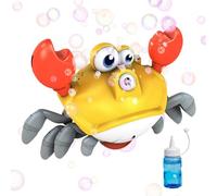 Macchina Delle Bolle per Bambini - 4,84 pouces Soffiatore Bolle a forma di Granchio Automatico e Mobile - Macchina Intelligente Multifunzione per Feste con Effetti Luminosi e Melodie