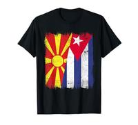 Macédoine du Nord Cuba Demi Drapeau Macédonien Cubain Patrimoine T-Shirt