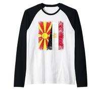 Macédoine du Nord Egypte Demi-Drapeau Macédoine Egypte Patrimoine Manche Raglan