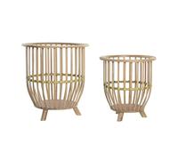 MACETERO SET 2 BAMBU 35X35X37 NATURAL MARRON CLARO