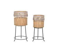 MACETERO SET 2 BAMBU METAL 32X32X68 NATURAL MARRON