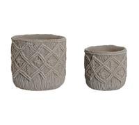 MACETERO SET 2 CEMENTO 20X20X18 MACRAME GRIS CLARO