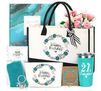 MACEVIA Cadeau d'anniversaire de 21e anniversaire pour femme, cadeau d'anniversaire de 21 ans pour filles, panier d'anniversaire pour meilleures amies, nièce, fille, sœur, petite amie, collègue,