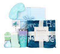 MACEVIA Ensemble cadeau de soins du cancer du sein pour femme, panier, couverture contre le cancer du sein, gobelet, chaussettes, masque pour les yeux, ensemble de bain pour patientes atteintes du