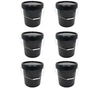 MacFly Seau en plastique avec couvercle - Seau à peinture vide pour la maison, récipients en plastique avec couvercle, récipient hermétique, poubelle non alimentaire (noir, 16 litres - Pack)