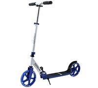 Mach1 Kick Scooter Trottinette de ville en aluminium - Grandes roues lumineuses LED XXL - Pneus LED - Pour adultes et enfants - Pliable - Taille XL - Blanc et bleu