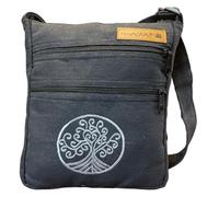 Macha Sac à bandoulière de style indien en coton avec imprimés colorés pour femme style ethnique bohème, Noir 01, Width: 22 cm Height: 24 cm Bellows: 4 cm