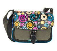 Macha Sac a bandouliere en coton et cuir Pour Femme Indien Ethnique (Noir)