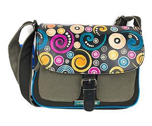 Macha Sac a bandouliere en coton et cuir Pour Femme Indien Ethnique (Noir)